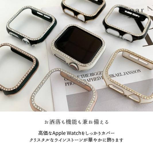 Soar |shiny シャイニー|Soar ソア アップルウォッチ バンパー【40mm】【41mm】 shiny シャイニー GL-AWBMP2_ 保護 ガード バンパー ゴールドバックル ハイブリッド 高みえ 高級感 可愛い かわいい ラインストーン レディース アップル プレゼント きらきら デコ ジュエリー 宝石 キラキラ 傷防止