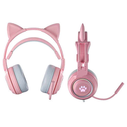 エアリア ネコミミ 可愛いゲーミングヘッドホン 配信 通話 音楽に ゆめかわカラー RGBライト パステルカラー 3.5mm 有線ヘッドフォン マイク付き ライブ配信 猫耳 かわいい キュート プレゼント ギフト iPhone タイプC変換 付属 パソコン 4極 3極変換 可愛い MIMI-01