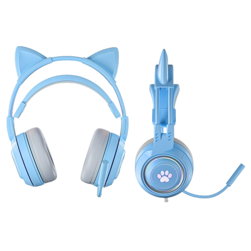 エアリア ネコミミ 可愛いゲーミングヘッドホン 配信 通話 音楽に ゆめかわカラー RGBライト パステルカラー 3.5mm 有線ヘッドフォン マイク付き ライブ配信 猫耳 かわいい キュート プレゼント ギフト iPhone タイプC変換 付属 パソコン 4極 3極変換 可愛い MIMI-01