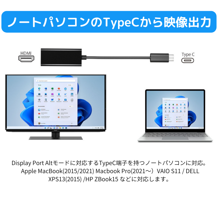 エアリア TypeC - HDMI 映像出力アダプター スマホ ノートパソコン