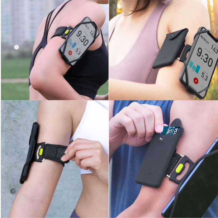 RunTie2 with Pocket ランニング スマホ アームバンド タッチ操作OK 指紋認証 洗える 清潔軽量 通気性抜群 簡単着脱 調節可 マルチ スマートフォン用 4.7~7.2インチ対応 鍵 カード収納 ウォーキング マラソン スポーツ Bonecollection