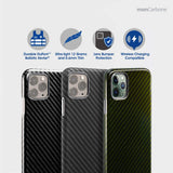 旧機種対象!棚卸SALE!【訳あり/新品】monCarbone モンカーボン HOVERKOAT iPhone 11, 11 Pro, 11 Pro Max ケース 【ステルスブラック 】 フルカーボンケース 弾道繊維 カーボンケブラー レンズ保護 ワイヤレス充電可能
