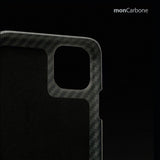 旧機種対象！棚卸SALE！【訳あり/新品】monCarbone モンカーボン HOVERSKIN iPhone 11, 11 Pro, 11 Pro Max ケース 【ステルスブラック】 カーボンケース サフィアーノレザー 背面カードケース レンズ保護 極薄 超軽量