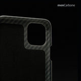 旧機種対象!棚卸SALE!【訳あり/新品】monCarbone モンカーボン HOVERSKIN iPhone 11, 11 Pro, 11 Pro Max ケース 【ステルスブラック】 カーボンケース サフィアーノレザー 背面カードケース レンズ保護 極薄 超軽量