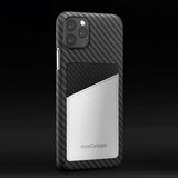 旧機種対象!棚卸SALE!【訳あり/新品】monCarbone HOVERSKIN  モンカーボン iPhone 11, 11 Pro, 11 Pro Max ケース 【ホワイト】 カーボンケース サフィアーノレザー 背面カードケース レンズ保護 極薄 超軽量