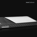 旧機種対象!棚卸SALE!【訳あり/新品】monCarbone HOVERSKIN  モンカーボン iPhone 11, 11 Pro, 11 Pro Max ケース 【ホワイト】 カーボンケース サフィアーノレザー 背面カードケース レンズ保護 極薄 超軽量