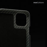 旧機種対象!棚卸SALE!【訳あり/新品】monCarbone HOVERSKIN  モンカーボン iPhone 11, 11 Pro, 11 Pro Max ケース 【ホワイト】 カーボンケース サフィアーノレザー 背面カードケース レンズ保護 極薄 超軽量