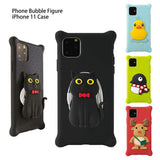 iPhone11 ケース 6.1inch シリコンケース 衝撃吸収 エアバブル スマホリング ケーブルホルダー デカキャラクター Phone Bubble Figure PH19082 Bonecollection
