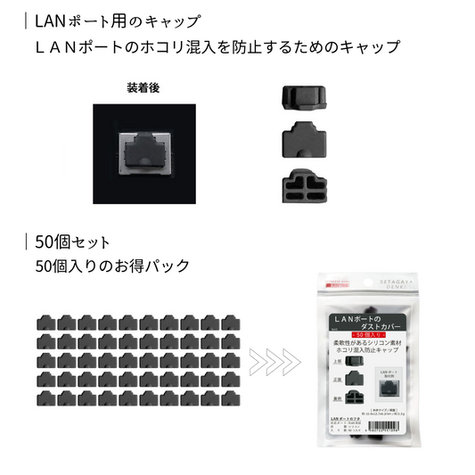 エアリア 世田谷電器 LANポートのダストカバー 50個入り シリコン製 実用的 見ばえ AR-LIDLAN50