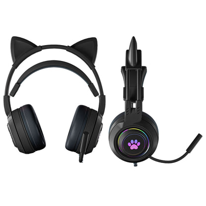 エアリア ネコミミ 可愛いゲーミングヘッドホン 配信 通話 音楽に ゆめかわカラー RGBライト パステルカラー 3.5mm 有線ヘッドフォン マイク付き ライブ配信 猫耳 かわいい キュート プレゼント ギフト iPhone タイプC変換 付属 パソコン 4極 3極変換 可愛い MIMI-01