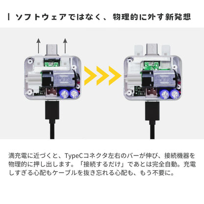 （予約5月15日発売予定）エアリア マンタンデタッチャブル USB Type-C充電アダプター 自動取外し 140W USB PD対応 ほぼ満充電で物理的に外れる Type-C 充電しっぱなし対策 過充電 スマホ タブレット ノートPC モバイルバッテリー iPhone Android USB-C 自動切断 MANTAN DETACHABLE MS-CDC140