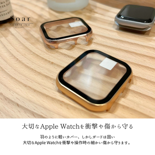 Soar ｜feather フェザー｜Soar ソア アップルウォッチ バンパー【40mm】【41mm】 feather フェザー GL-AWBMP1_ 保護 ガード バンパー ゴールド ピンク シンプル 軽い 高級感 可愛い かわいい レディース アップル プレゼント きらきら 傷防止 透明 クリア カバー