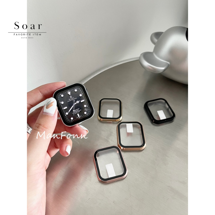 Soar ｜feather フェザー｜Soar ソア アップルウォッチ バンパー【40mm】【41mm】 feather フェザー GL-AWBMP1_ 保護 ガード バンパー ゴールド ピンク シンプル 軽い 高級感 可愛い かわいい レディース アップル プレゼント きらきら 傷防止 透明 クリア カバー