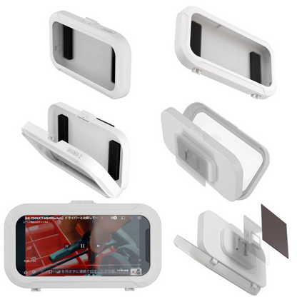 エアリア BASMA2 バスマ 防滴 スマホ ケース タッチパネル 操作 お風呂 浴室 バスタイム 動画 壁掛け フック 固定 縦横自由 グッズ ホワイト 防水ケース 半身浴 Youtube iphone 料理 レシピ 汚れ防止 スマートフォン マグネット 磁石 動画鑑賞 シンプル