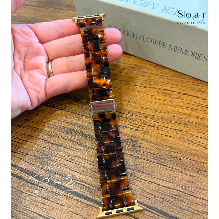Soar｜琥珀 Kohaku｜ソア アップルウォッチバンド【38mm/40mm/41mm】対応 Kohaku 琥珀 GL-AWB009 こはく べっこう べっ甲 おしゃれ 可愛い かわいい 大人 シック 珍しい ベルト バンド レディース アップル プレゼント apple watch series1.2.3.4.SE.5.6.7.8 38mm 40mm 41mm