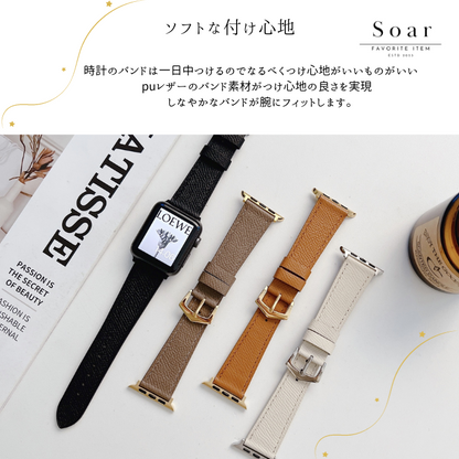 Soar｜ Roma ローマ｜ソア アップルウォッチバンド【38mm/40mm/41mm】対応 Roma ローマ GL-AWB010 PUレザー 薄い 革 軽い おしゃれ ビンテージ シック 可愛い かわいい フェミニン ベルト バンド レディース アップル プレゼント apple watch series1.2.3.4.SE.5.6.7.8 38mm 40mm 41mm