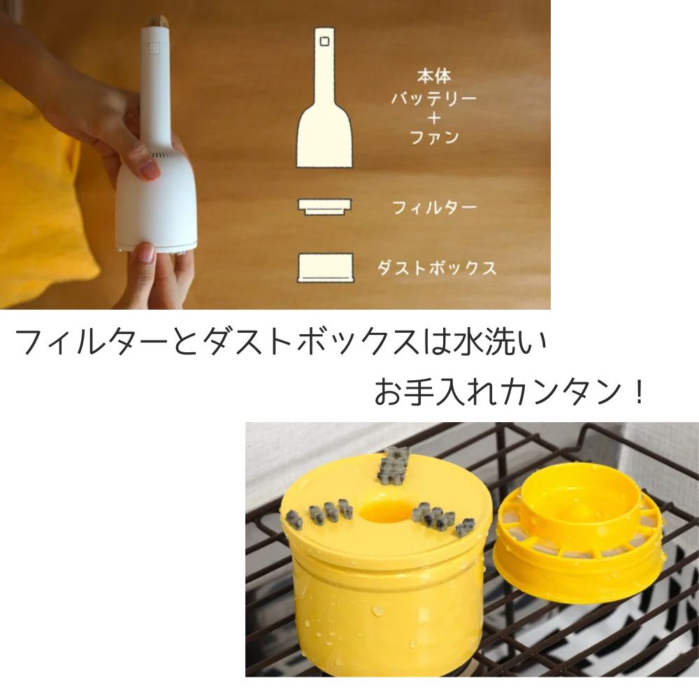 【direct！choice】東京ラクオカ【正規品】 Vaccumi バキューミ 卓上掃除機 クリーナー 毛玉取り機 小掃除 小型 おしゃれ 勉強机 掃除 子供 リビング デスク 机 ミニクリーナー カラフル 入学祝い 新生活 新入学 充電式 電池不要 コードレス ワンハンド 片手 車載 かわいい