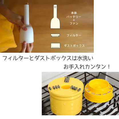 【direct！choice】東京ラクオカ【正規品】 Vaccumi バキューミ 卓上掃除機 クリーナー 毛玉取り機 小掃除 小型 おしゃれ 勉強机 掃除 子供 リビング デスク 机 ミニクリーナー カラフル 入学祝い 新生活 新入学 充電式 電池不要 コードレス ワンハンド 片手 車載 かわいい