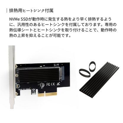 エアリア NVMeのGETA NVMe SSDをPCI Express x4に接続するためのボード SD-PE4M2-B