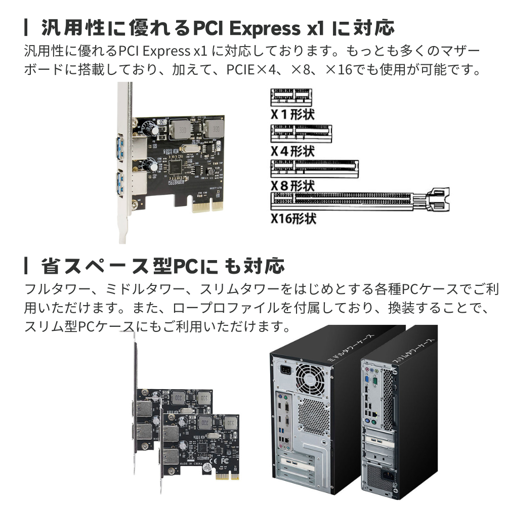 （販売終了）エアリア USB3.0 KOMPRESSOR 2ポート増設 USB3.0ポート増設PCI Expressボード 電源を安定動作させる昇圧モジュールを搭載　SD-PEU3R-A2L