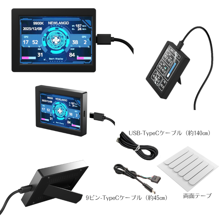 エアリア パソコンの稼動状況をリアルタイムで可視化 モニタリングモニター　THE STAND / SD-TASKDP-STWH　SD-TASKDP-STBK モニタリングディスプレイ ステータス表示 監視 管理 カスタマイズ ガジェット