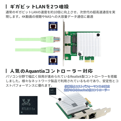 エアリア  lans  PCI Express x1形状でLAN×2つを増設できるボード  lans ( ランス ） SD-PEGLW2-B