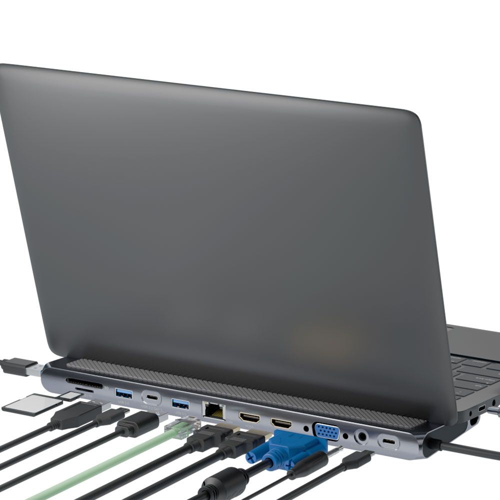 TypeC接続 ドッキングステーション REVERSIBLE TWELEVE ノートパソコン VGA タイプC HDMI USB SD/MicroSDカードリーダー 3.5mmAudio LAN PD 最大100W 増設 リバーシブル SD-CMULTIDX01