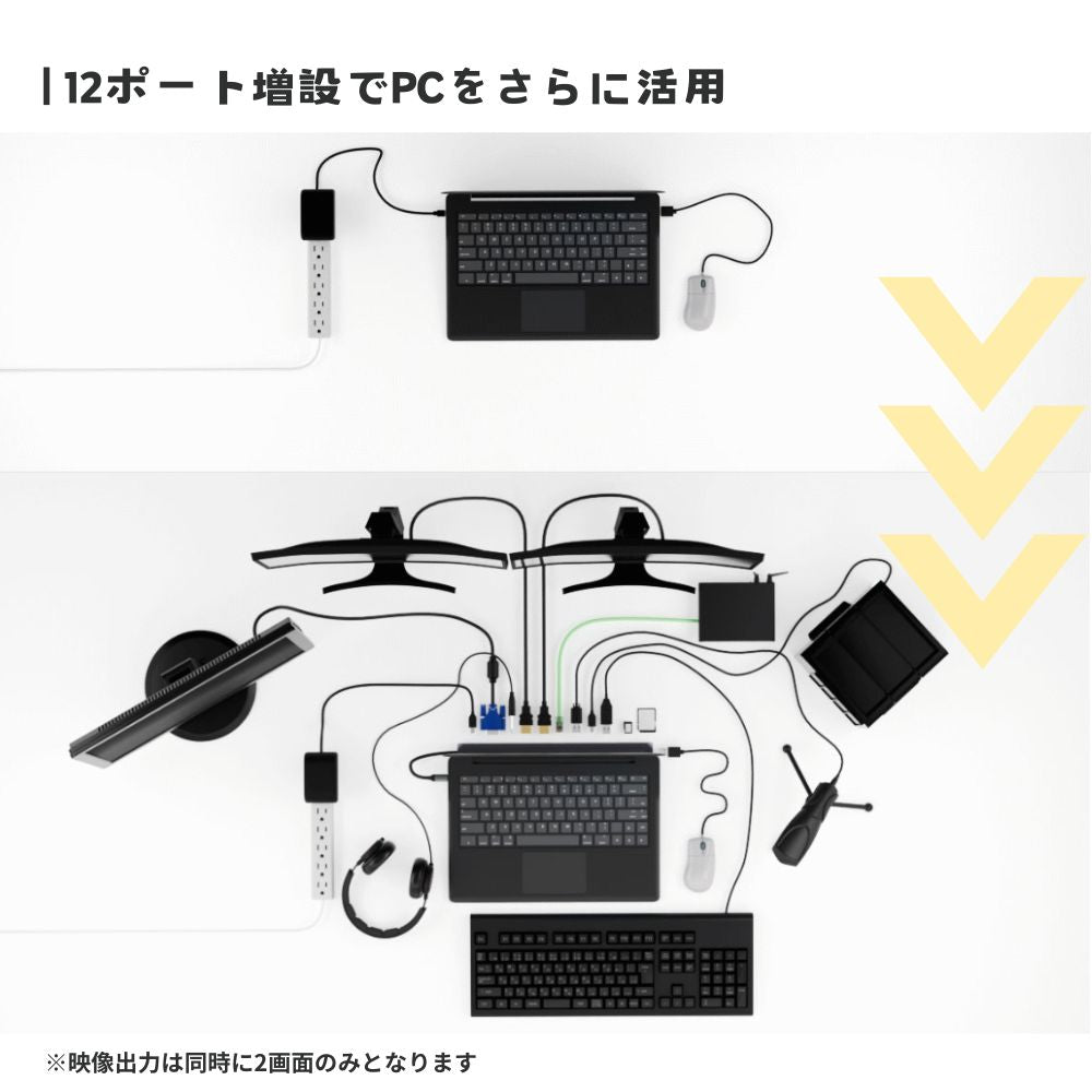 TypeC接続 ドッキングステーション REVERSIBLE TWELEVE ノートパソコン VGA タイプC HDMI USB SD/MicroSDカードリーダー 3.5mmAudio LAN PD 最大100W 増設 リバーシブル SD-CMULTIDX01