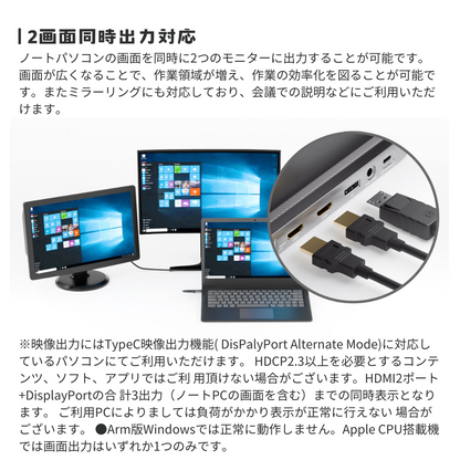 【訳あり/アウトレット】エアリア TypeC接続 ドッキングステーション REVERSIBLE TWELEVE Ver.DP　ノートパソコン タイプC 4K HDMI DP USB SD/MicroSDカードリーダー 3.5mmAudio LAN PD 最大100W 増設 リバーシブル SD-CMULTIDX02