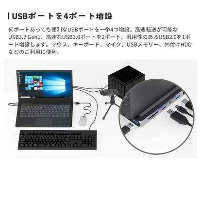 【訳あり/アウトレット】エアリア TypeC接続 ドッキングステーション REVERSIBLE TWELEVE Ver.DP　ノートパソコン タイプC 4K HDMI DP USB SD/MicroSDカードリーダー 3.5mmAudio LAN PD 最大100W 増設 リバーシブル SD-CMULTIDX02