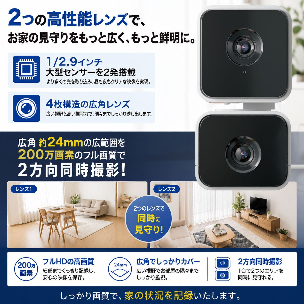 エアリア DD-EYE 防犯カメラ デュアルレンズセキュリティーカメラ 防犯