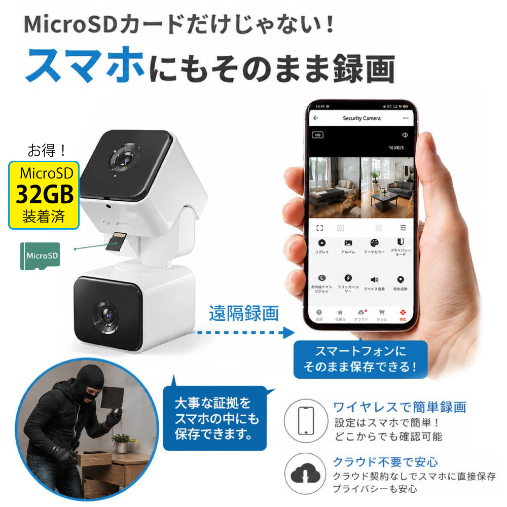 エアリア DD-EYE 防犯カメラ デュアルレンズセキュリティーカメラ 防犯対策 広範囲撮影 移動検知 移動追跡 200万画素 フルHD スマホ連携 リアルタイム 録画 防犯 ペットカメラ 監視カメラ 見守り 留守番 介護 遠隔操作 MS-S2DCAM