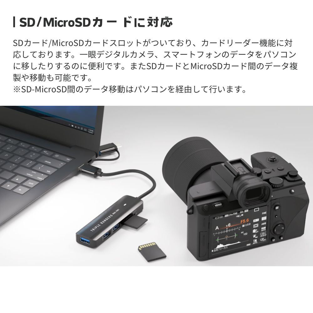 エアリア TRIPLE RANGERS ふたつポート USB接続 USB3.0ハブとカード