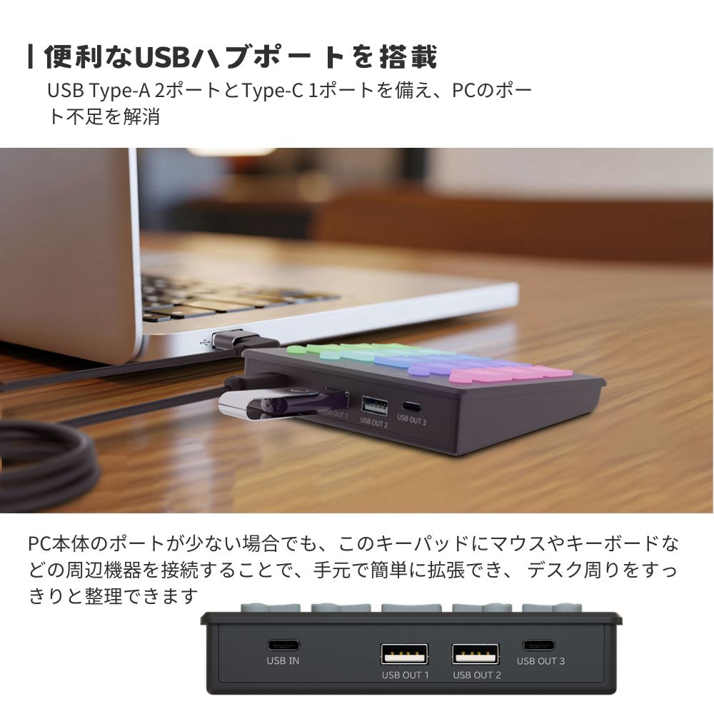 エアリア 15エンハンサー 15 KEY's ENHANCER 10レイヤー対応 音声ファイル対応 カスタム可能 USB接続 TypeC ホットキー マクロ ショートカット ゲーミング 配信 業務効率化 ガジェット 便利グッズ