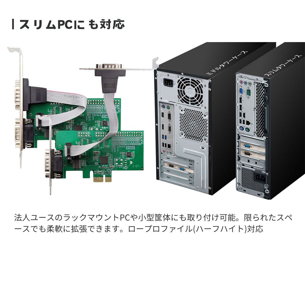 エアリア PCI Express シリアルポート 増設ボード RS232C×2ポート E2SL Ver.3 SD-PE99-2SL3 Windows11/10対応 ロープロファイル対応