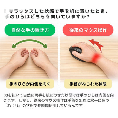 エアリア  エルゴノミクス 縦型マウス ワイヤレス ErgoVerMouse SD-F26 LCDディスプレイ搭載 Bluetooth / 2.4GHz DPI4段階切替 充電式 手首負担軽減