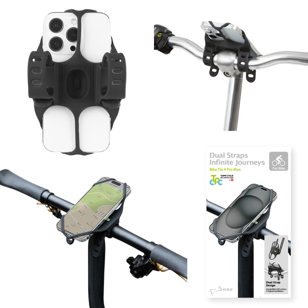 【訳あり/アウトレット】Bone BikeTie4 Pro max ダブルストラップ構造 自転車用スマホホルダー オールシリコン 4.7インチから7.2インチ対応 FaceID キックボード バイク ママチャリ 電動自転車 サイクリング ポタリング 散歩 ミニベロ ウーバー 配達 女子 かわいい かっこいい おしゃれ