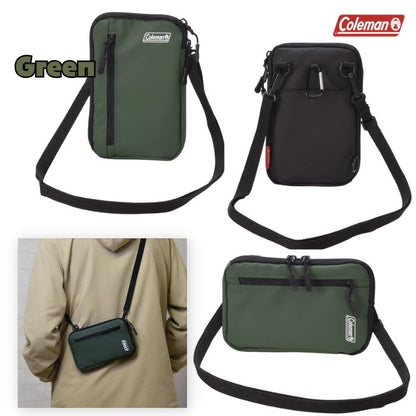 【direct！choice】コールマン Coleman スマートショルダーポーチ スマホポーチ ショルダーストラップ付属 2way ケース スマホケース カラビナ ダブルファスナー L字開閉 アウトドア カメラ Dリング おしゃれ かわいい かっこいい しっかり アウトドア プレゼント カメラ ライセンス品 縦 横