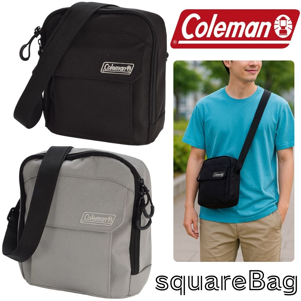 【direct！choice】コールマン Coleman スクエアショルダー おしゃれ かわいい かっこいい しっかり アウトドア プレゼント カメラ ライセンス品 縦 横 ショルダーストラップ サコッシュキッズ 手ぶら チャック ポケット 軽い 散歩 カジュアル 夏 冬