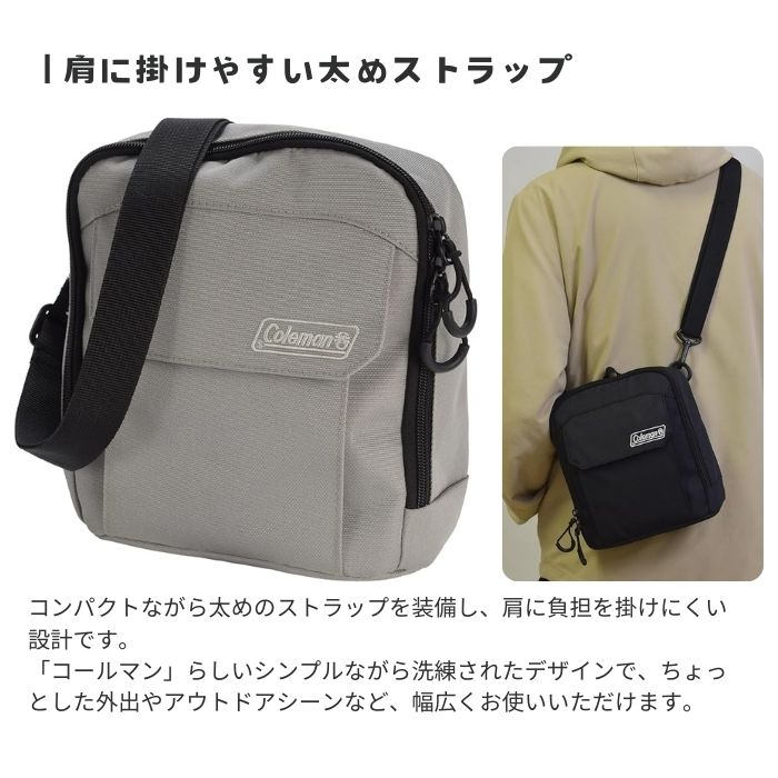【direct！choice】コールマン Coleman スクエアショルダー おしゃれ かわいい かっこいい しっかり アウトドア プレゼント カメラ ライセンス品 縦 横 ショルダーストラップ サコッシュキッズ 手ぶら チャック ポケット 軽い 散歩 カジュアル 夏 冬