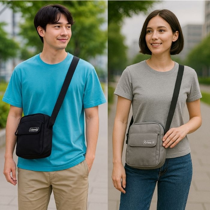 【direct！choice】コールマン Coleman スクエアショルダー おしゃれ かわいい かっこいい しっかり アウトドア プレゼント カメラ ライセンス品 縦 横 ショルダーストラップ サコッシュキッズ 手ぶら チャック ポケット 軽い 散歩 カジュアル 夏 冬