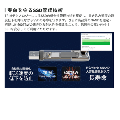 Vigoole ビグール USB SSD DRIVE 1TB 2TB 大容量 TypeC USB どちらでも接続 NVMe SSDで実測1,000MB/sを実現する次世代転送 発熱を効率良く冷却する金属ボディ USB3.2 GEN2 外付けSSD 持ち運び シンプル コンパクト windows11 Mac iPad iPhone android エアリア