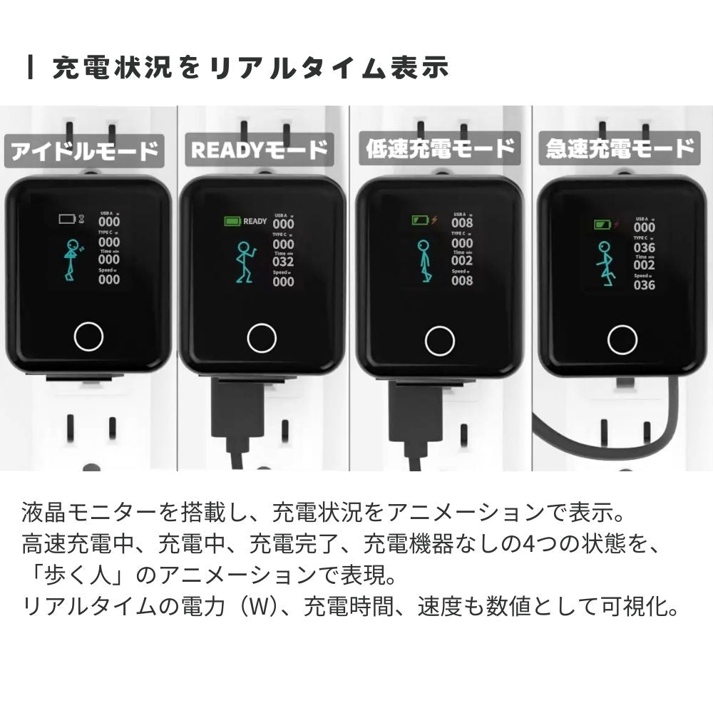 （2月25日発売）デジタルエアベロス Digital ARberos PD70W対応 ３台同時充電対応 PD PPS対応 3台同時充電 巻き取り式 Type-Cケーブル 液晶ディスプレイ アニメーション 急速充電 iPhone 新生活 アイパッド パワフル 旅行 ノートパソコン AC70CCA エアリア