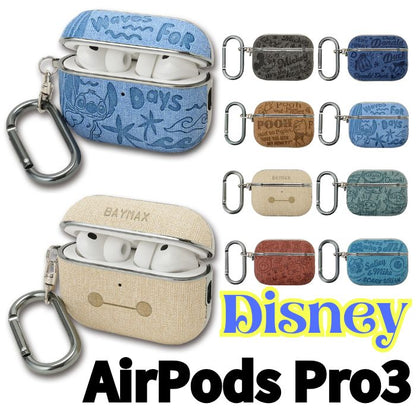 【direct！choice】アンダー AirPodsPro3 ケース カバー APP3 ハード ディズニー キャラ カラビナ付 レザー調 ベイマックス　スティッチ Disney ミッキーマウス ドナルドダック エイリアン モンスターズ・インク トイストーリー くまのプーさん ワイヤレス充電 保護 耐衝撃