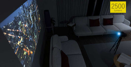 エアリア  LEDプロジェクター 第３世代 PJHD03B ワイヤレス接続 LED プロジェクター 三脚付属 小型 最大150インチ相当 大画面 フルHD 内蔵スピーカー 2500ルーメン 明るい スマホ ゲーム機器 パソコン DVDプレーヤー接続可 LED PROJECTOR3