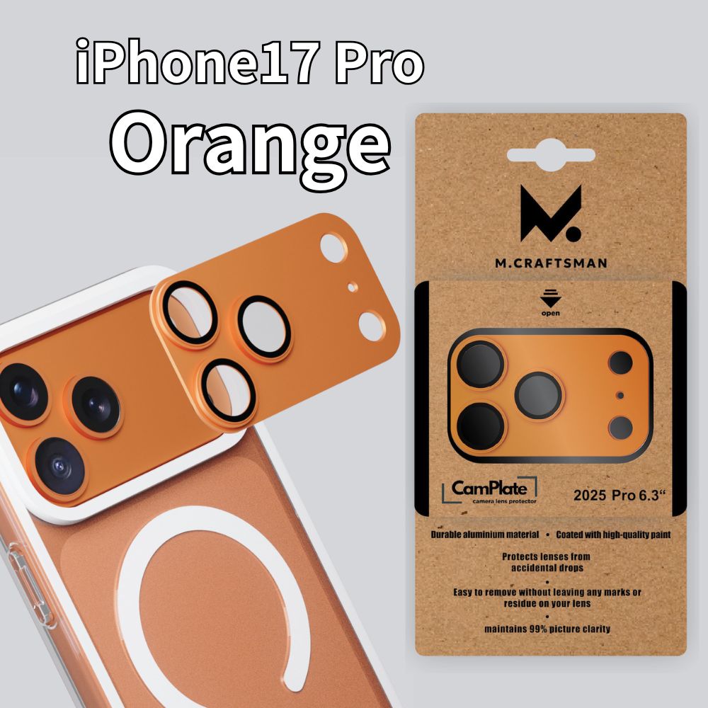 【direct！choice】M.Craftsman CamPlate カメラレンズプロテクター iPhone17 iPhone17Pro iPhone17ProMax iPhone Air 高品質アルミ 9H硬度 貼付け簡単 エムクラフトマン カムプレート 対応 アルミ合金製 レンズ保護カバー 9H 耐衝撃 耐傷 気泡防止 画質そのまま 高級感 デザイン カメラ保護