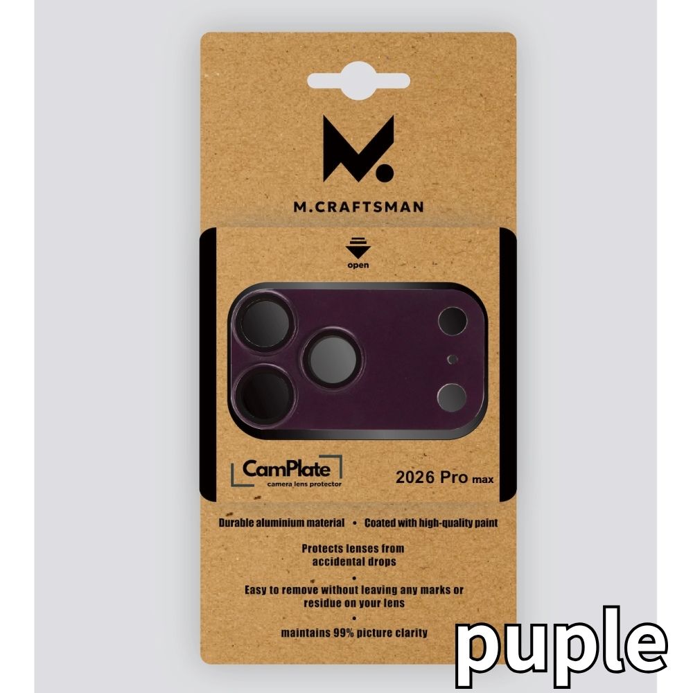 （予約9月下旬発売）【direct！choice】M.Craftsman CamPlate カメラレンズプロテクター iPhone18Pro iPhone18ProMax 高品質アルミ 9H硬度 貼付け簡単 エムクラフトマン カムプレート 対応 アルミ合金製 レンズ保護カバー 9H 耐衝撃 耐傷 気泡防止 画質そのまま 高級感 デザイン カメラ保護