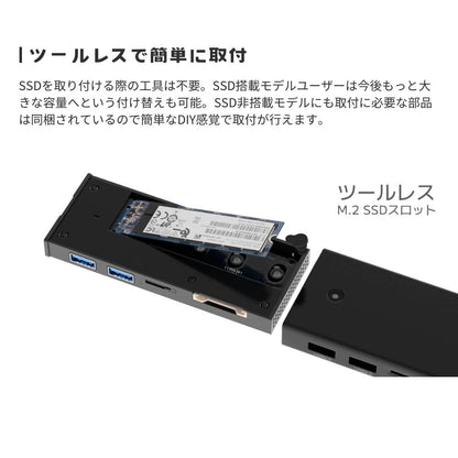 エアリア M.2 SSD搭載可能な外付けマルチアダプター【MULTI COMBO ADAPTER "Type One" / SD-CMULTIM2】SSD搭載 非搭載 両モデル販売中！ USB2.0ｘ2ポート 増設 拡張 USB3.1 Gen2 高速転送 SD-CMULTIM2 タイプワン