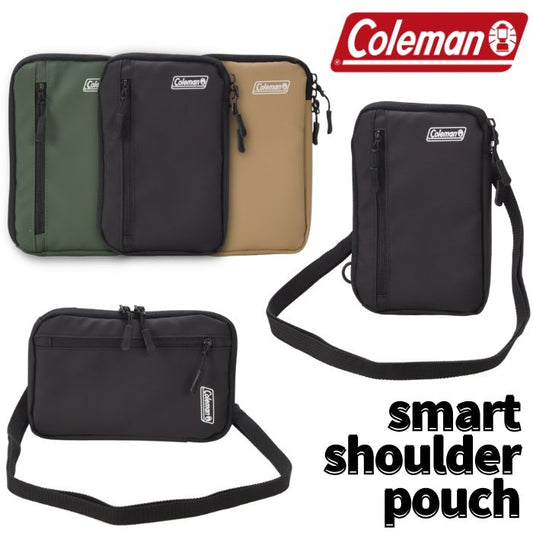 【direct！choice】コールマン Coleman スマートショルダーポーチ スマホポーチ ショルダーストラップ付属 2way ケース スマホケース カラビナ ダブルファスナー L字開閉 アウトドア カメラ Dリング おしゃれ かわいい かっこいい しっかり アウトドア プレゼント カメラ ライセンス品 縦 横