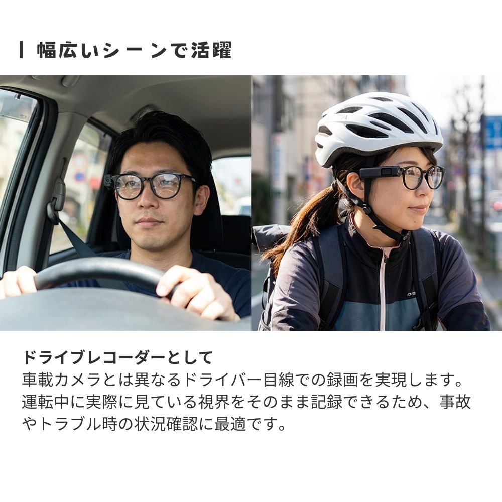 エアリア カムグラッシーズ ウェアラブルカメラ メガネ装着 目線録画